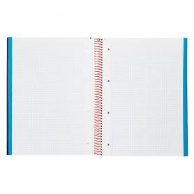 Cuaderno espiral liderpapel a4 micro jolly tapa forrada 140h 75 gr cuadro 5mm 5 bandas 4 taladros color azul