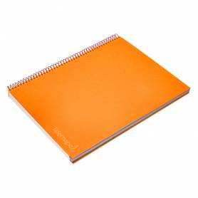 Cuaderno espiral liderpapel a4 micro jolly tapa forrada 140h 75 gr cuadro 5mm 5 bandas4 taladros color naranja