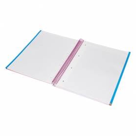 Cuaderno espiral liderpapel a4 micro jolly tapa forrada 140h 75 gr cuadro 5mm 5 bandas 4 taladros color rosa