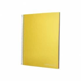 Cuaderno espiral liderpapel a4 micro jolly tapa forrada 140h 75 gr cuadro 5mm 5 bandas4 taladros color amarillo