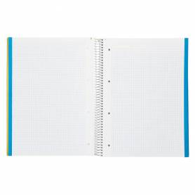 Cuaderno espiral liderpapel a4 micro jolly tapa forrada 140h 75 gr cuadro 5mm 5 bandas4 taladros color amarillo