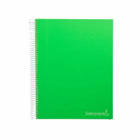 Cuaderno espiral liderpapel a4 micro jolly tapa forrada 140h 75 gr cuadro 5mm 5 bandas 4 taladros color verde