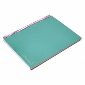 Cuaderno espiral liderpapel a4 micro jolly tapa forrada 140h 75 gr cuadro 5mm 5 bandas4 taladros color turquesa