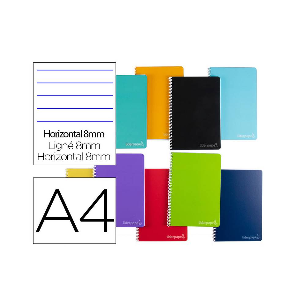 Cuaderno espiral liderpapel a4 micro witty tapa dura 140h 75gr horizontal 8mm 5 bandas 4 taladros colores surtidos