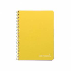 Cuaderno espiral liderpapel cuarto witty tapa dura 80h 75gr cuadro 4mm con margen color amarillo