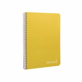 Cuaderno espiral liderpapel cuarto witty tapa dura 80h 75gr cuadro 4mm con margen color amarillo