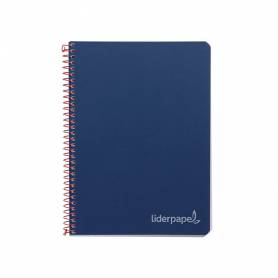 Cuaderno espiral liderpapel cuarto witty tapa dura 80h 75gr cuadro 4mm con margen color azul marino