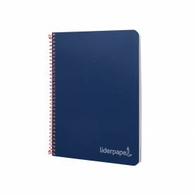 Cuaderno espiral liderpapel cuarto witty tapa dura 80h 75gr cuadro 4mm con margen color azul marino