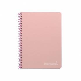 Cuaderno espiral liderpapel cuarto witty tapa dura 80h 75gr cuadro 4mm con margen color rosa