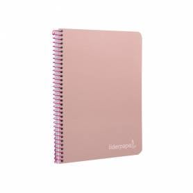 Cuaderno espiral liderpapel cuarto witty tapa dura 80h 75gr cuadro 4mm con margen color rosa