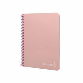 Cuaderno espiral liderpapel cuarto witty tapa dura 80h 75gr cuadro 4mm con margen color rosa