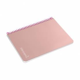 Cuaderno espiral liderpapel cuarto witty tapa dura 80h 75gr cuadro 4mm con margen color rosa