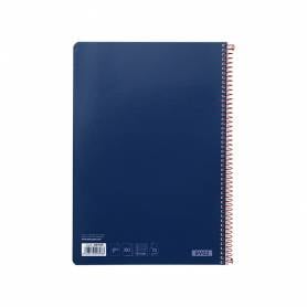 Cuaderno espiral liderpapel folio witty tapa dura 80h 75gr cuadro 4mm con margen color azul marino