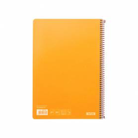 Cuaderno espiral liderpapel folio witty tapa dura 80h 75gr cuadro 4mm con margen color naranja