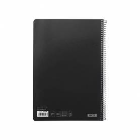 Cuaderno espiral liderpapel folio witty tapa dura 80h 75gr cuadro 4mm con margen color negro