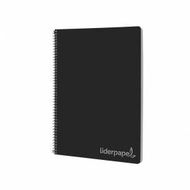 Cuaderno espiral liderpapel folio witty tapa dura 80h 75gr cuadro 4mm con margen color negro