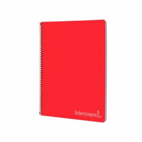 Cuaderno espiral liderpapel folio witty tapa dura 80h 75gr cuadro 4mm con margen color rojo