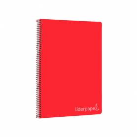 Cuaderno espiral liderpapel folio witty tapa dura 80h 75gr cuadro 4mm con margen color rojo