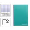 Cuaderno espiral liderpapel folio witty tapa dura 80h 75gr cuadro 4mm con margen color turquesa - BV03