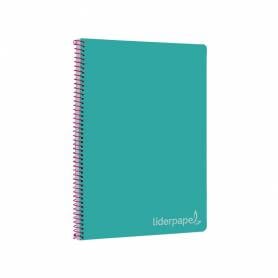 Cuaderno espiral liderpapel folio witty tapa dura 80h 75gr cuadro 4mm con margen color turquesa