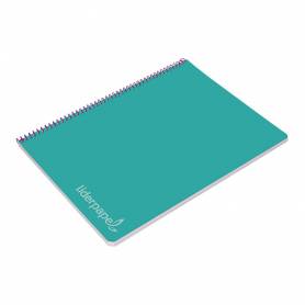 Cuaderno espiral liderpapel folio witty tapa dura 80h 75gr cuadro 4mm con margen color turquesa