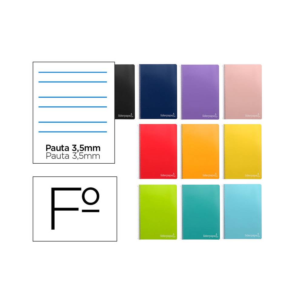 Cuaderno espiral liderpapel folio witty tapa dura 80h 75gr rayado montessori 3,5mm colores surtidos