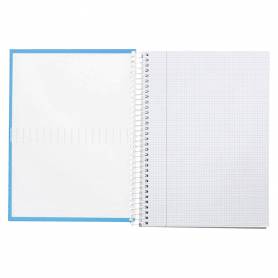 Cuaderno espiral liderpapel a4 crafty tapa forrada 80h 90 gr cuadro 4mm con margen color celeste