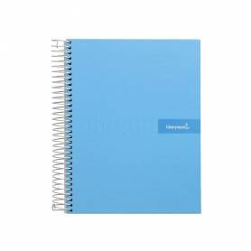 Cuaderno espiral liderpapel a4 crafty tapa forrada 80h 90 gr cuadro 4mm con margen color celeste