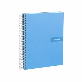 Cuaderno espiral liderpapel a4 crafty tapa forrada 80h 90 gr cuadro 4mm con margen color celeste