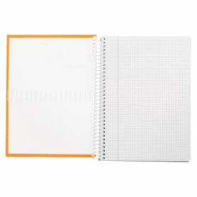 Cuaderno espiral liderpapel a4 crafty tapa forrada 80h 90 gr cuadro 4mm con margen color naranja