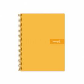 Cuaderno espiral liderpapel a4 crafty tapa forrada 80h 90 gr cuadro 4mm con margen color naranja