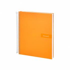 Cuaderno espiral liderpapel a4 crafty tapa forrada 80h 90 gr cuadro 4mm con margen color naranja