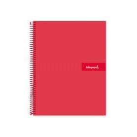 Cuaderno espiral liderpapel a4 crafty tapa forrada 80h 90 gr cuadro 4mm con margen color roja