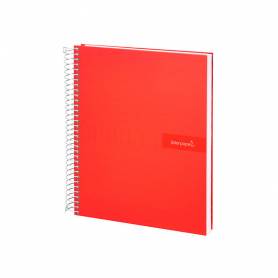 Cuaderno espiral liderpapel a4 crafty tapa forrada 80h 90 gr cuadro 4mm con margen color roja