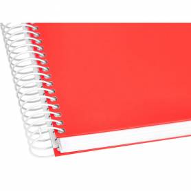 Cuaderno espiral liderpapel a4 crafty tapa forrada 80h 90 gr cuadro 4mm con margen color roja