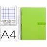 Cuaderno espiral liderpapel a4 crafty tapa forrada 80h 90 gr cuadro 4mm con margen color verde - BF48