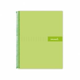 Cuaderno espiral liderpapel a4 crafty tapa forrada 80h 90 gr cuadro 4mm con margen color verde