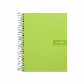 Cuaderno espiral liderpapel a4 crafty tapa forrada 80h 90 gr cuadro 4mm con margen color verde