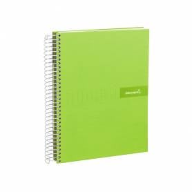 Cuaderno espiral liderpapel a4 crafty tapa forrada 80h 90 gr cuadro 4mm con margen color verde