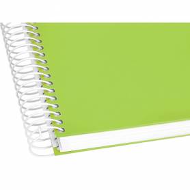 Cuaderno espiral liderpapel a4 crafty tapa forrada 80h 90 gr cuadro 4mm con margen color verde