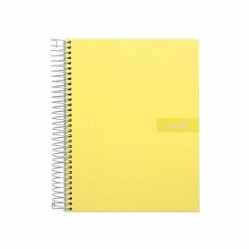 Cuaderno espiral liderpapel a4 crafty tapa forrada 80h 90 gr cuadro 4mm con margen color amarillo