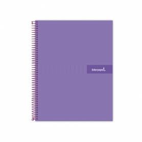 Cuaderno espiral liderpapel a4 crafty tapa forrada 80h 90 gr cuadro 4mm con margen color violeta