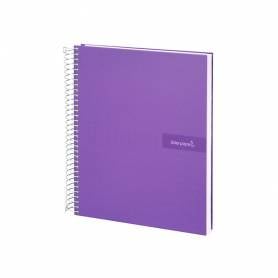 Cuaderno espiral liderpapel a4 crafty tapa forrada 80h 90 gr cuadro 4mm con margen color violeta