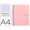 Cuaderno espiral liderpapel a4 crafty tapa forrada 80h 90 gr cuadro 4mm con margen color rosa - BJ80