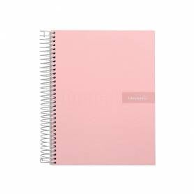 Cuaderno espiral liderpapel a4 crafty tapa forrada 80h 90 gr cuadro 4mm con margen color rosa