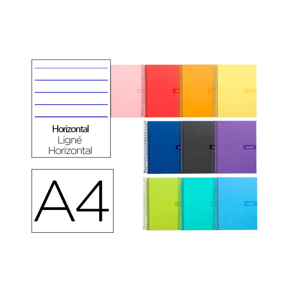 Cuaderno espiral liderpapel a4 crafty tapa forrada 80h 90 gr rayado horizontal con margen colores surtidos