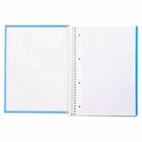 Cuaderno espiral liderpapel a4 micro crafty tapa forrada 120h 90 gr cuadro 5 mm 5 bandas 4 colores celeste