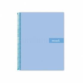 Cuaderno espiral liderpapel a4 micro crafty tapa forrada 120h 90 gr cuadro 5 mm 5 bandas 4 colores celeste