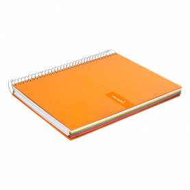 Cuaderno espiral liderpapel a4 micro crafty tapa forrada 120h 90 gr cuadro 5 mm 5 bandas 4 colores color naranja