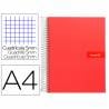 Cuaderno espiral liderpapel a4 micro crafty tapa forrada 120h 90 gr cuadro 5 mm 5 bandas 4 colores color rojo - BA06